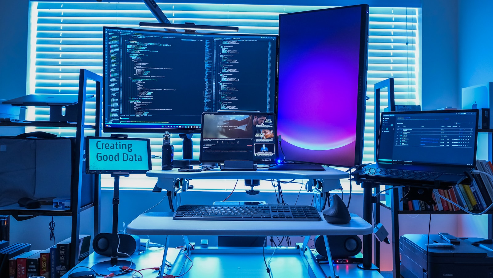Multi-monitor workstation with software open